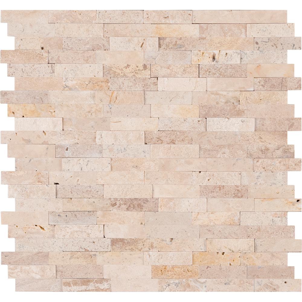 MSI Roman Beige Peel and Stick Travertine Mosaic Wall Tile (Box of 15 Sheets) for Kitchen Backsplash, Bathroom, Accent Decor