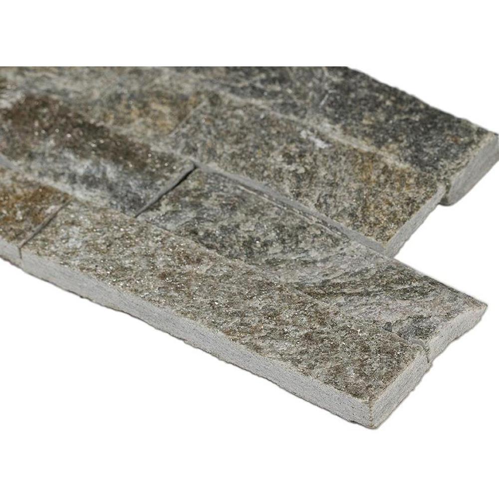 Sage Green Quartzite Ledger Wall Panel 6 in. x 24 in. Natural Stone Tile For Fireplace Surround, Outdoor and Indoor