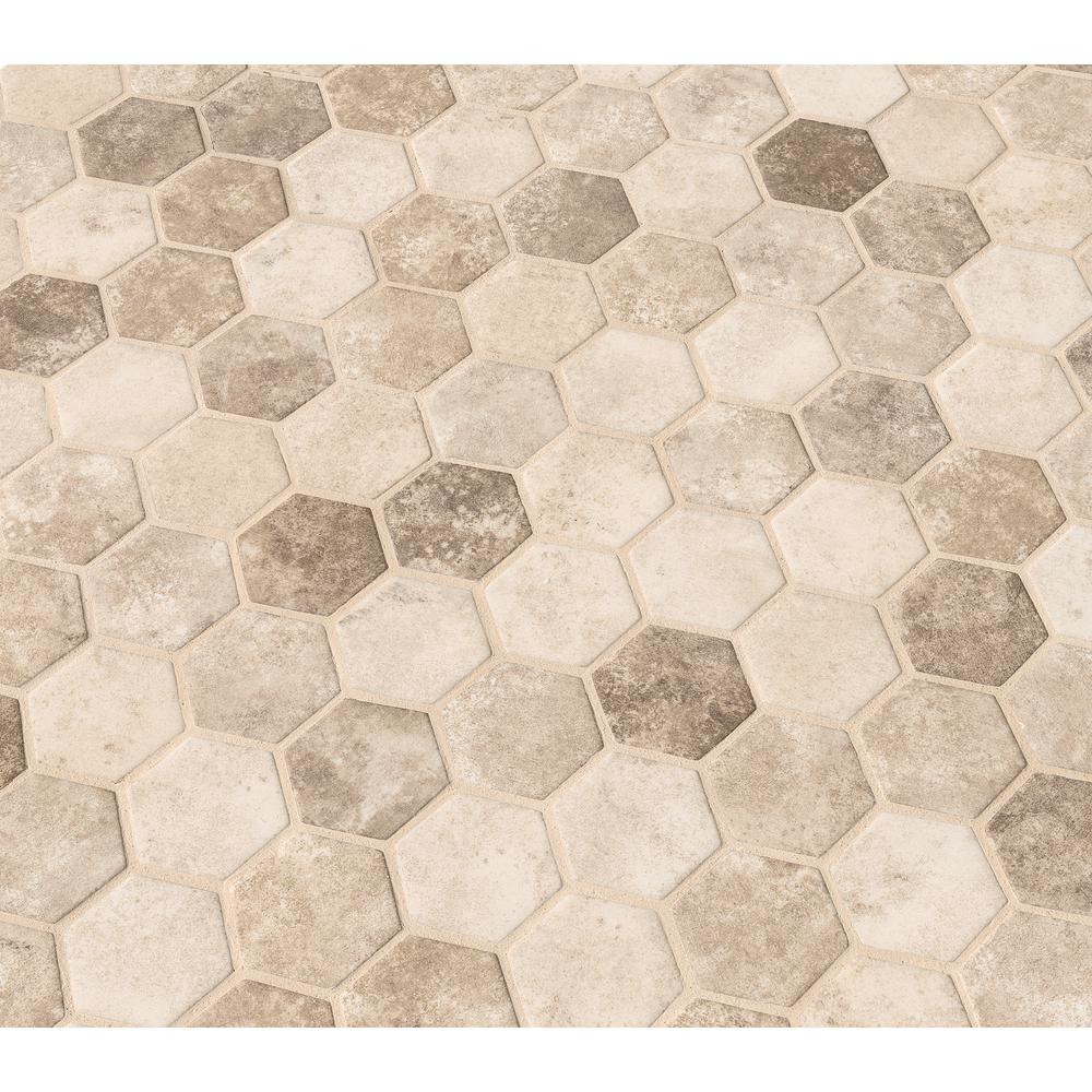 MSI Sandhills 2 Inch Hexagon Glass Mesh-Mounted Mosaic Wall Tile