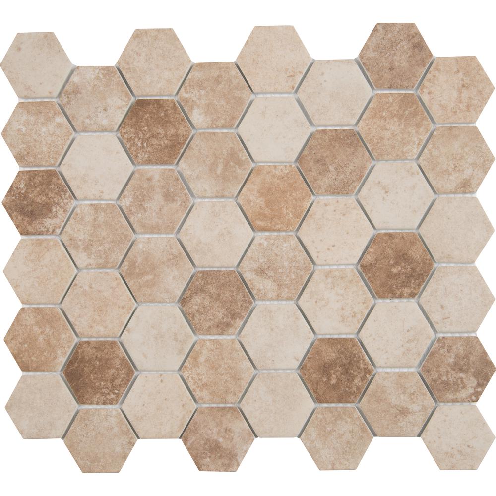 MSI Sandhills 2 Inch Hexagon Glass Mesh-Mounted Mosaic Wall Tile