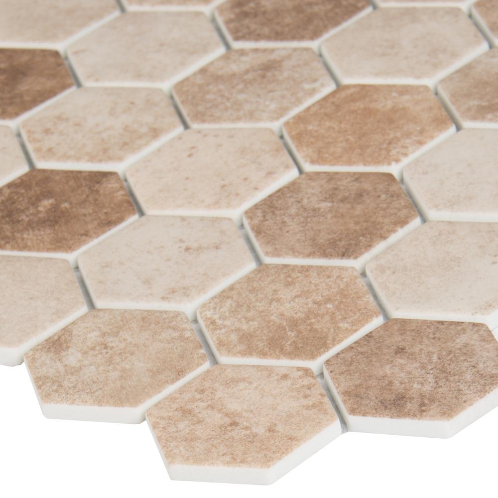 MSI Sandhills 2 Inch Hexagon Glass Mesh-Mounted Mosaic Wall Tile