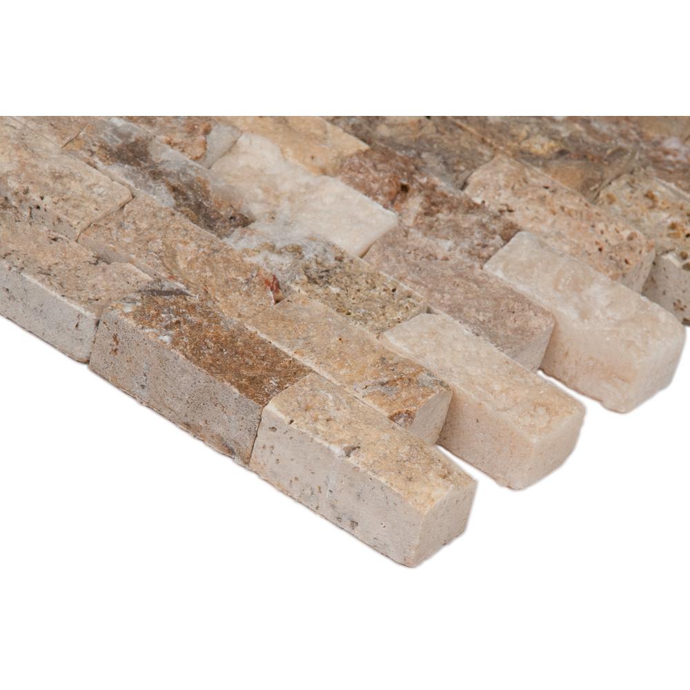MSI Scabas Split Face 11.4 in. x 10.8 in. x 8mm Travertine Mesh-Mounted Mosaic Wall Tile