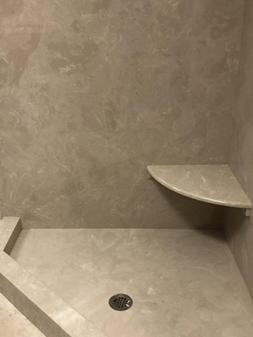 Premium 18" Polished Corner Bathroom Shower Seat Wall Mount Engineered Marble