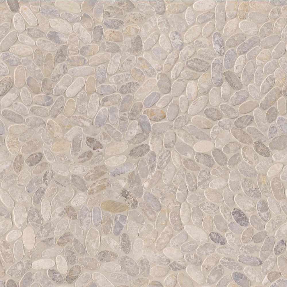 MSI Sliced Pebble Ash 12 in. x 12 in. x 10mm Tumbled Marble Mesh-Mounted Mosaic Floor Tile (9.7 sq. ft. / case)