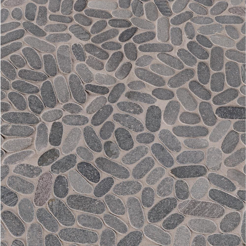 MSI Sliced Pebble Coal 12 in. x 12 in. x 10mm Tumbled Marble Mesh-Mounted Mosaic Tile