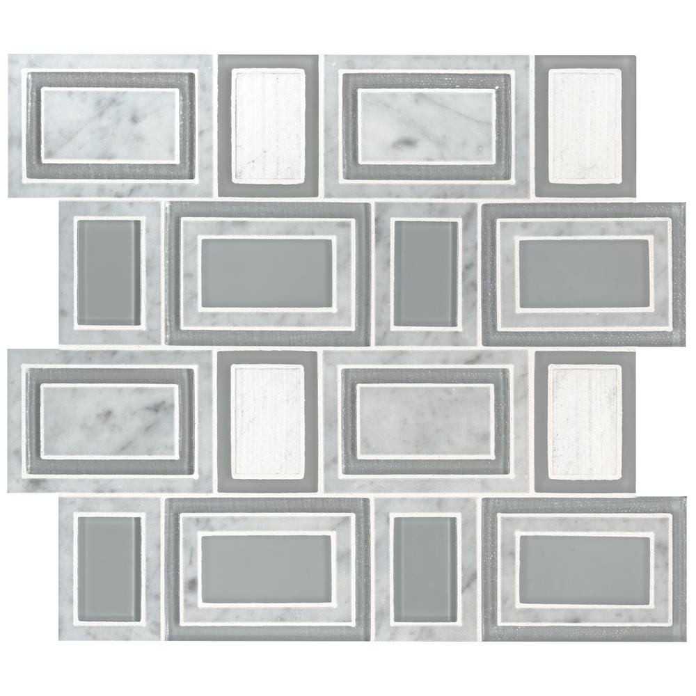 MSI Soho Stax Glass Stone Mesh-Mounted Mosaic Floor Wall Tile for Kitchen Backsplash, Bathroom Shower, Accent Wall