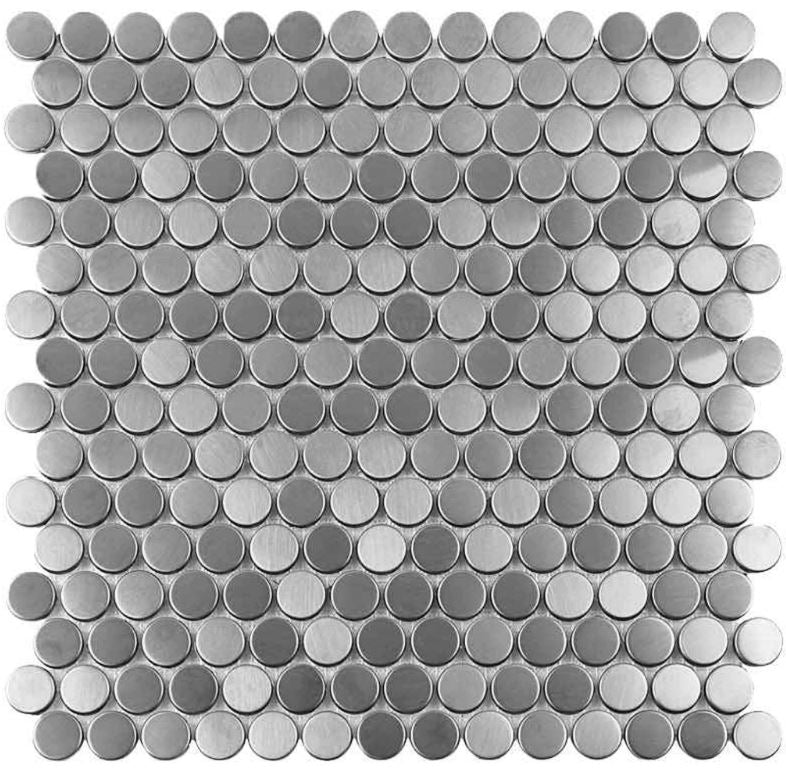 Premium Penny Round Stainless Steel Mosaic Tile on Mesh Mounted Sheet for Kitchen Backsplash Wall Bathroom Shower Floor Tiles