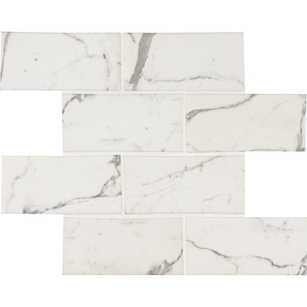 MSI Statuario Celano 11.61 in. x 11.61 in. x 8mm Glass Mesh-Mounted Mosaic Tile (9.4 sq. ft. / case)