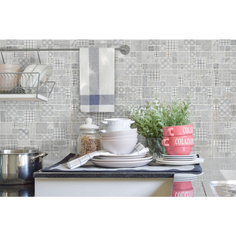 MSI Tetris Blanco Pattern 11.81 in. x 11.81 in. x 10mm Honed Marble Mesh-Mounted Mosaic Tile (9.7 sq. ft. / case)