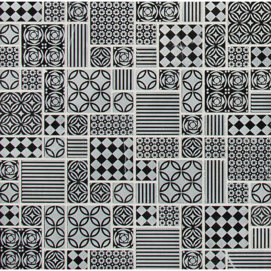 MSI Tetris Nero Encaustic 12 in. x 12 in. x 10mm Honed Marble Mesh-Mounted Mosaic Tile (9.7 sq. ft. / case)