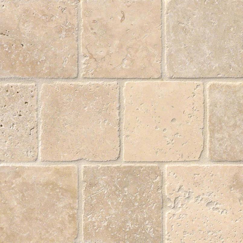 MS International Crema Marfil 4" x 4" Tumbled Marble Floor and Wall Tile