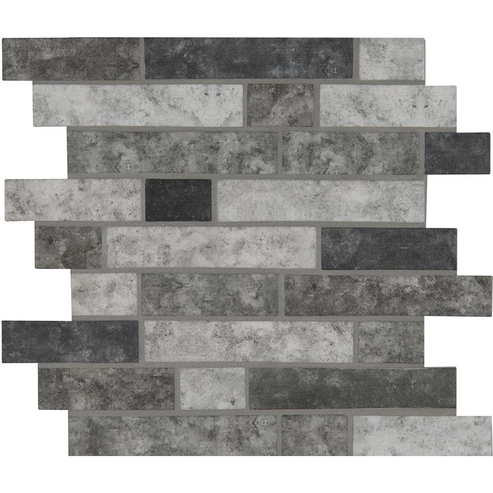 MSI Urban Tapestry Interlocking 11.81 in. x 11.81 in. x 6 mm Glass Mesh-Mounted Mosaic Wall Tile Backsplash for Kitchen, Bathroom Shower, Accent Decor, Fireplace