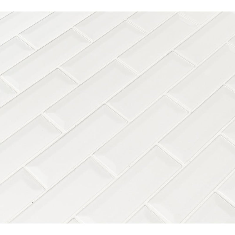 MSI Whisper White Beveled 2x6 Ceramic Mesh-Mounted Mosaic Wall Tile (10 sq. ft. / case)