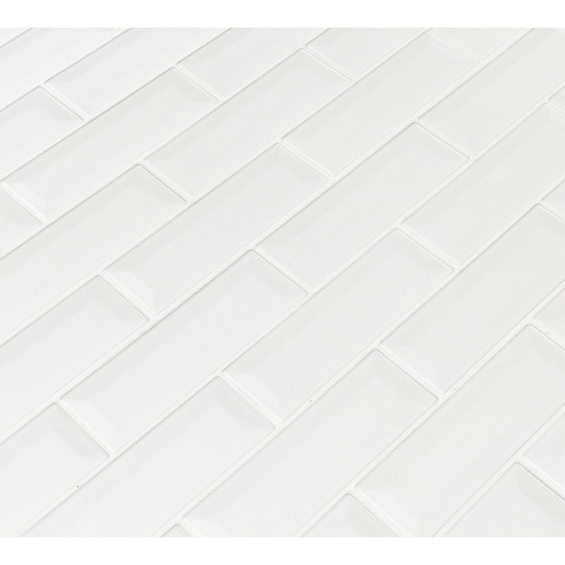 MSI Whisper White Beveled 2x6 Ceramic Mesh-Mounted Mosaic Wall Tile (10 sq. ft. / case)