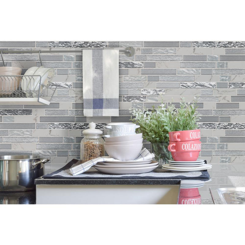 MSI Whistler Ice Interlocking Glass Mosaic Tile (Box of 10 Sheets)- Tenedos
