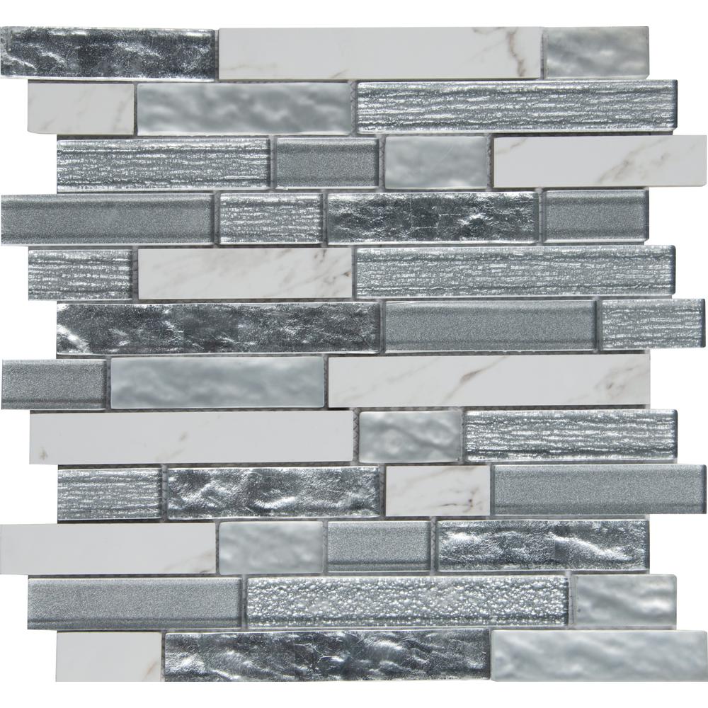 MSI Whistler Ice Interlocking Glass Mosaic Tile (Box of 10 Sheets)