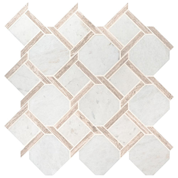 MSI Marbella Lynx 12 in. x 12 in x 10mm Polished Marble Mesh-Mounted Mosaic Tile