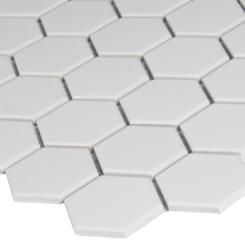 MSI White 2 in. Hexagon Matte Porcelain Mesh-Mounted Mosaic Floor Wall Tile
