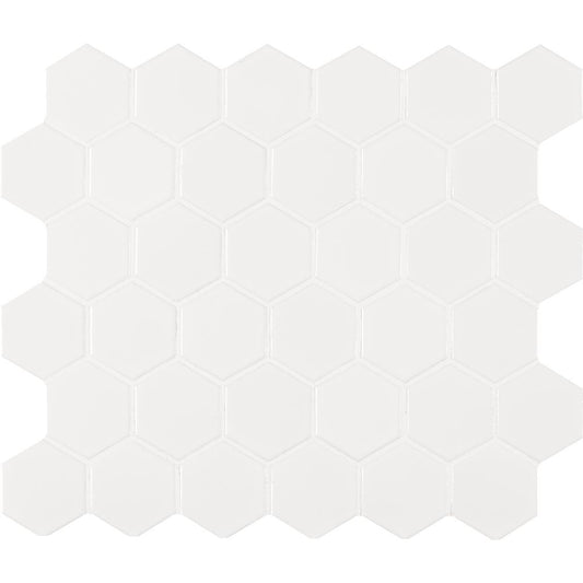 MSI White 2 in. Hexagon Matte Porcelain Mesh-Mounted Mosaic Floor Wall Tile