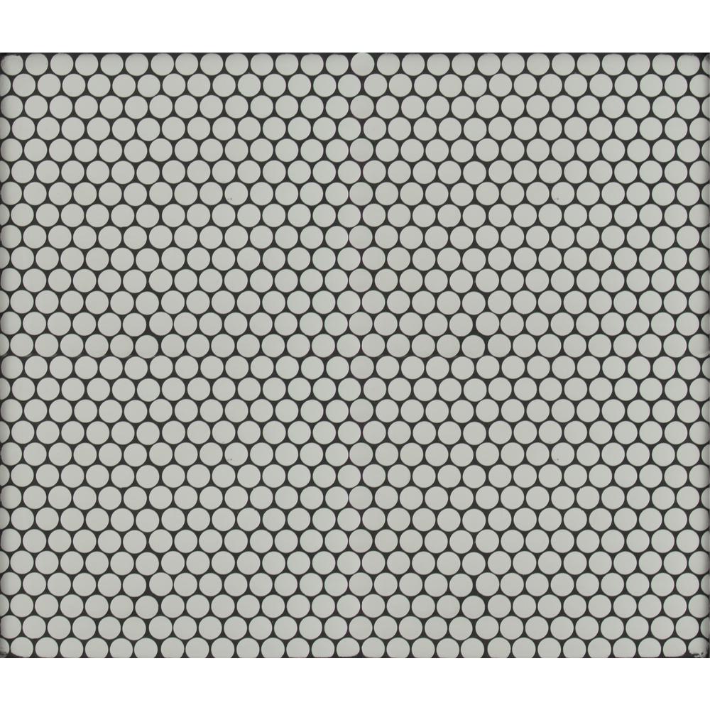 MSI Penny Round Bianco 11.3 in. x 12.2 in. x 6 mm Ceramic Mesh-Mounted Mosaic Tile