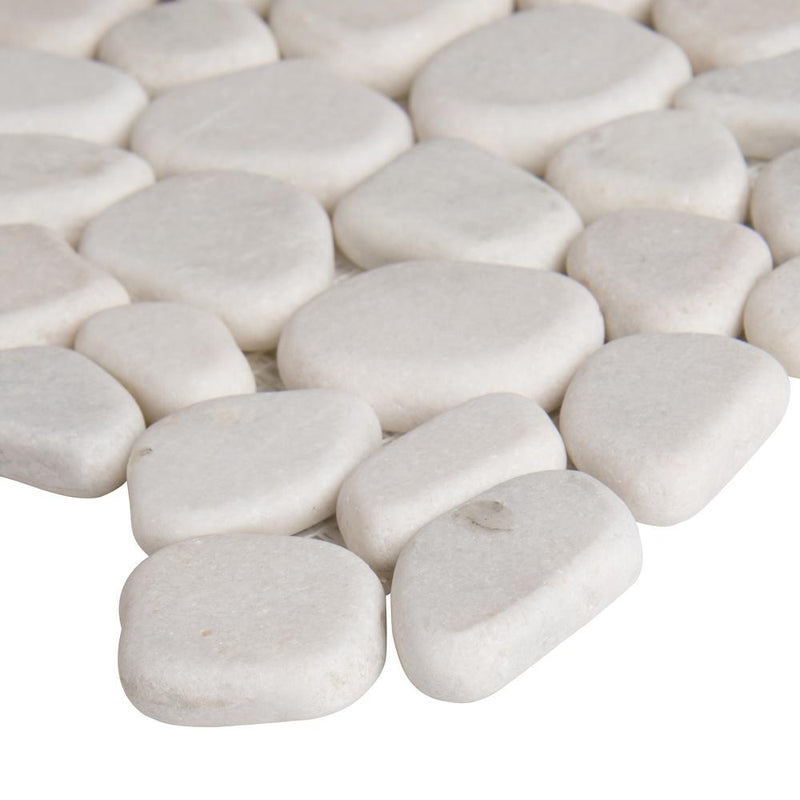 MSI White Pebble 12 in. x 12 in. x 10mm Textured Marble Mesh-Mounted Mosaic Tile (9.1 sq. ft. / case) - Tenedos