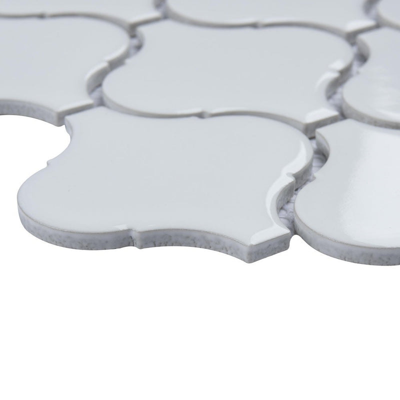 Santorini White Lantern Porcelain Glossy Mosaic Wall Tile for Kitchen Backsplash, Bathroom Shower, Pool Tiles by Tenedos (Box of 10 Sheets)